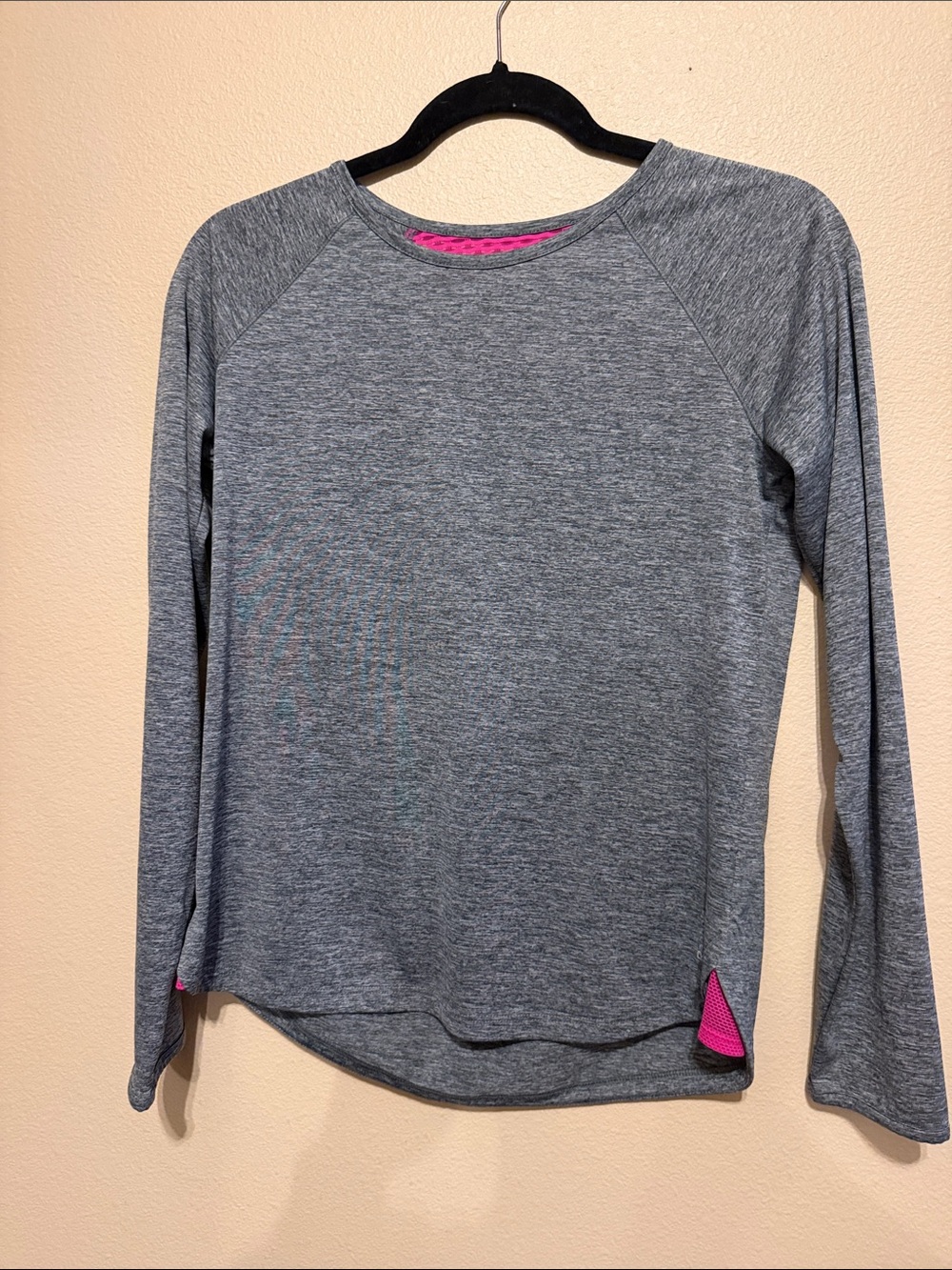 Reebok Girls' Long Sleeve Speedwick Active Tee - Grey with Pink Trim